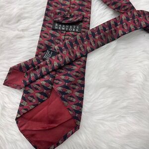 Luxury Silk Barney's New York‎ Tie - Blue Navy Gold Pattern - Silk Necktie